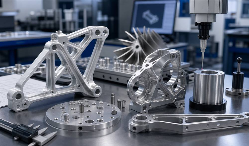 Aerospace parts manufactured for lightweight strength and inspection confidence. manufacturing support